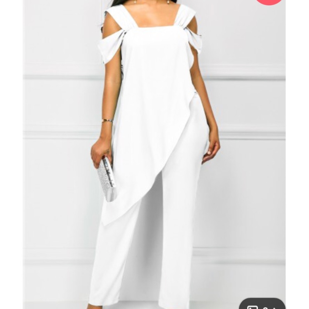 Rotita white cold shoulder jumper